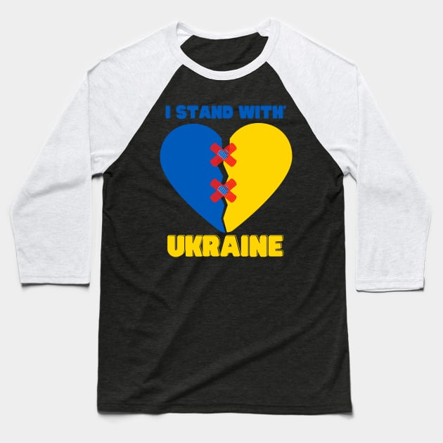 Support I Stand With Ukraine American Flag Ukrainian Flag Baseball T-Shirt by Holly ship